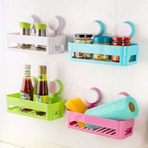 Bathroom Corner Shelf Suction Rack Organizer Cup Storage Shower Wall Basket