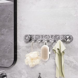 6 Hook Adhesive Wall Hook Rack for Kitchen and Bathroom