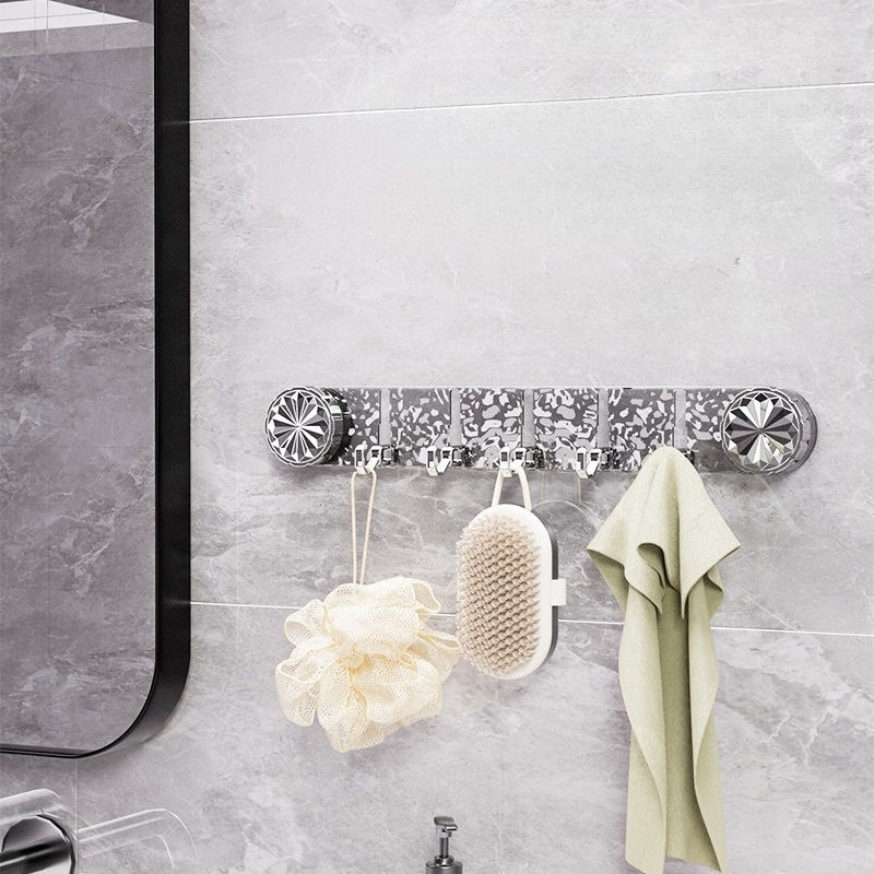 6 Hook Adhesive Wall Hook Rack for Kitchen and Bathroom