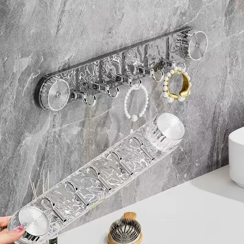 6 Hook Adhesive Wall Hook Rack for Kitchen and Bathroom
