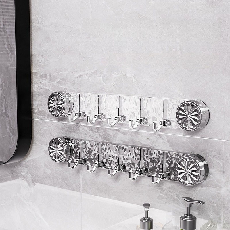 6 Hook Adhesive Wall Hook Rack for Kitchen and Bathroom