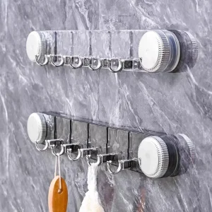 6 Hook Adhesive Wall Hook Rack for Kitchen and Bathroom