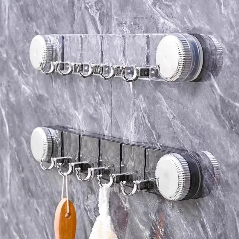 6 Hook Adhesive Wall Hook Rack for Kitchen and Bathroom