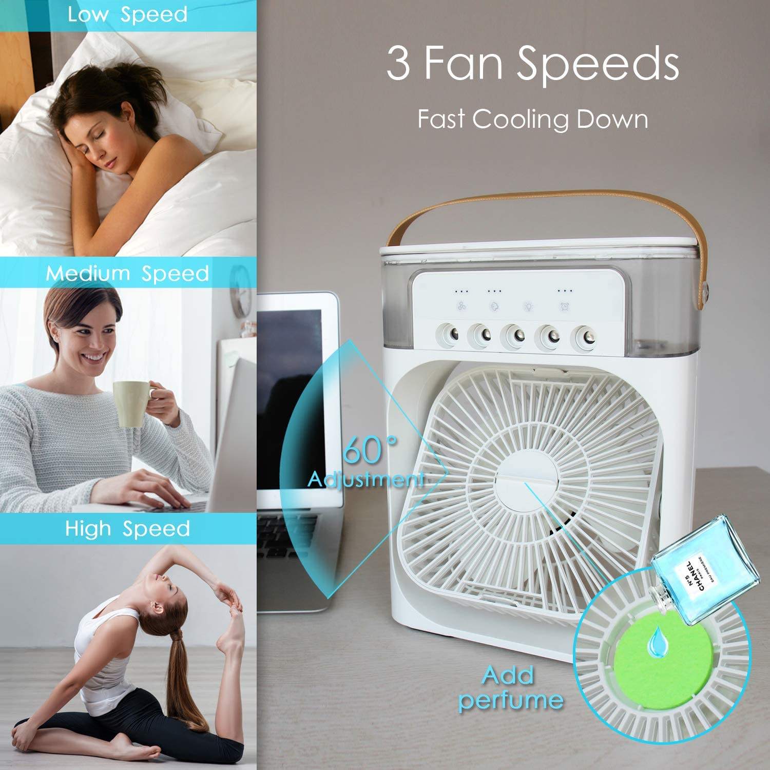 Mini Cooler Heating Humidifier Fan Air Water Cooler Ice Fan Portable Indoor - Image 2